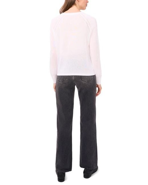 Halogen® White Crewneck Raglan Sleeve Sweater
