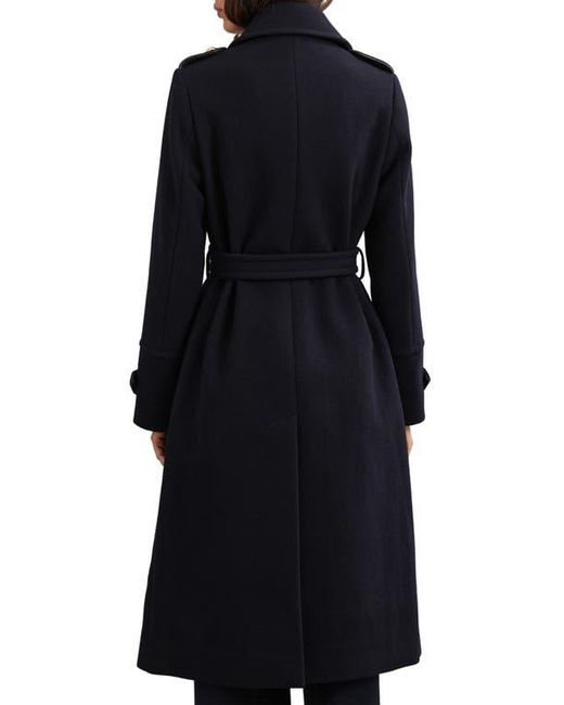 Reiss Black Farley Wool Blend Double Breasted Coat