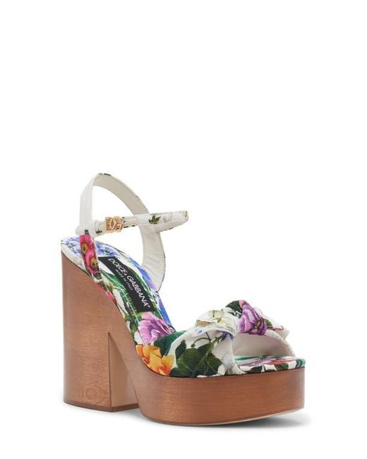 Dolce & Gabbana Multicolor Gardenia Print Platform Sandal