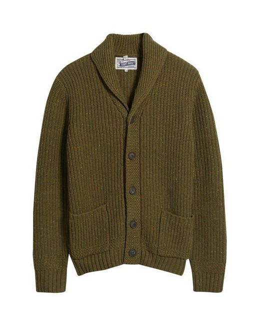 Schott Nyc Green Donegal Tweed Wool Blend Cardigan for men