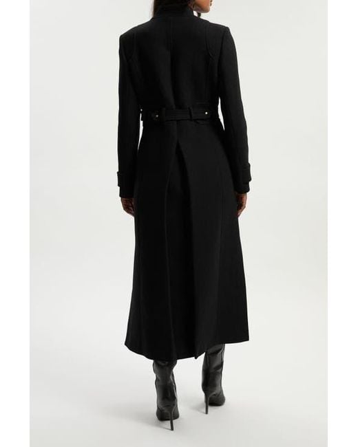 Karen Millen Black Wool Notch Neck Belted Maxi Coat
