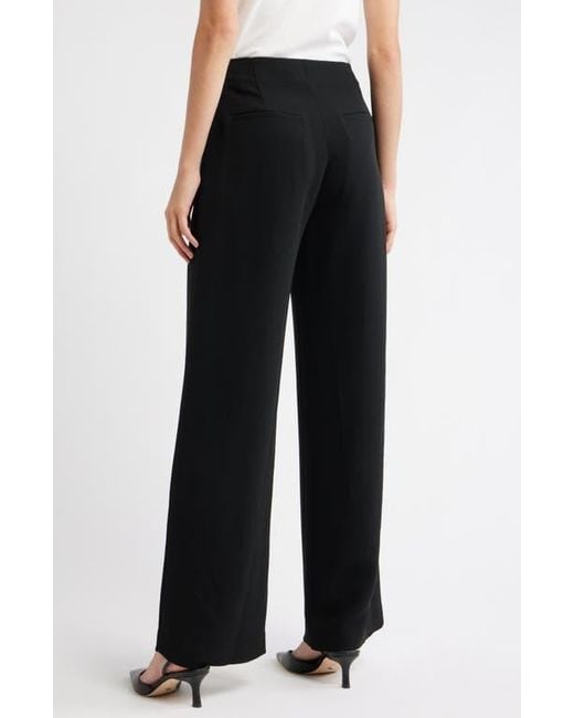 Reformation Black Vida High Waist Wide Leg Crepe Pants