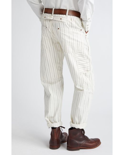 Ralph Lauren White Moore Pinstripe Herringbone Carpenter Pants for men