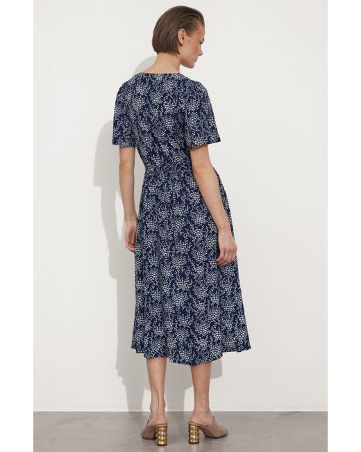 & Other Stories Blue & Floral Print Midi Dress