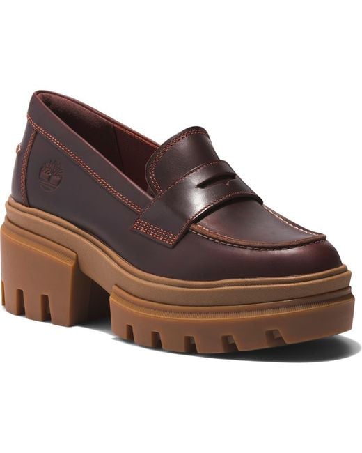 Timberland Everleigh Platform Penny Loafer in Brown Lyst
