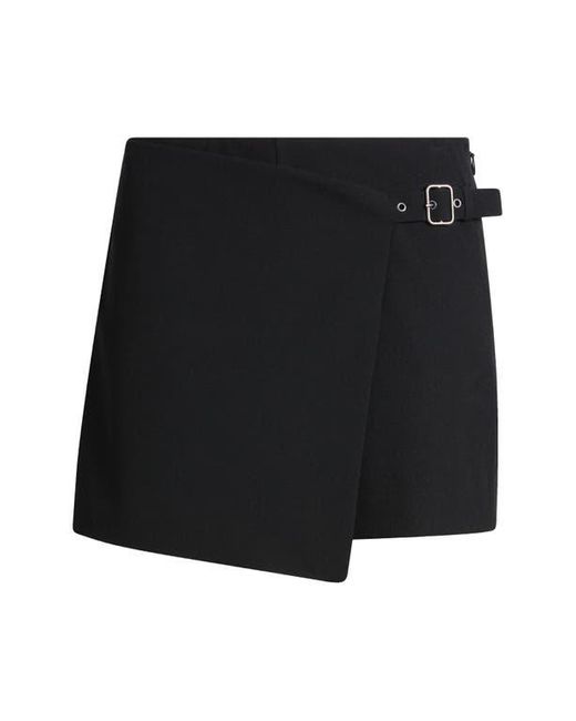 Open Edit Black Tailored Faux Wrap Mini Skort