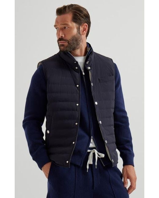 Brunello Cucinelli Blue Lightweight Down Vest for men