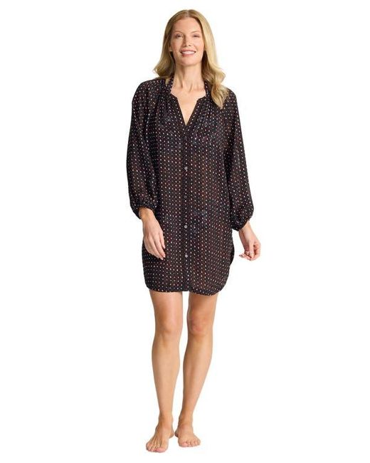 Tommy Bahama Black Sunset Blooms Long Sleeve Cover-Up Dress