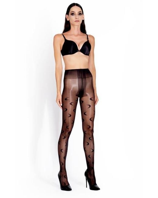 LECHERY Black Moon Pattern Tights