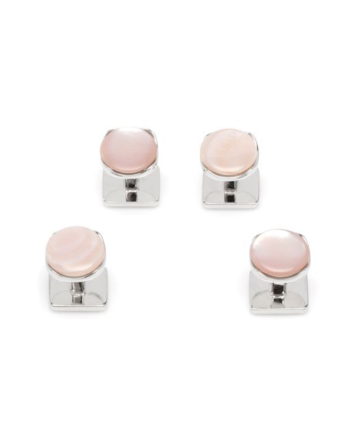 Cufflinks Inc. White Sterling & Mother-Of-Pearl Shirt Studs for men