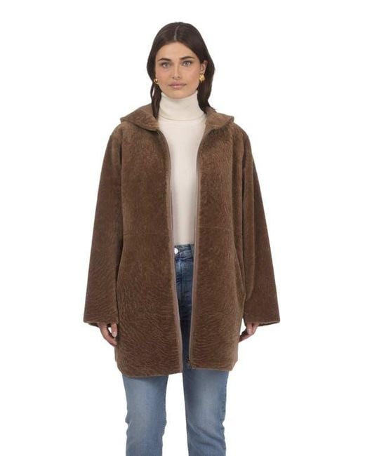 Gorski Brown Reversible Textured Shearling Lamb Jacket