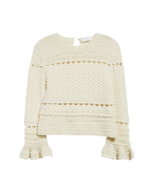 Zimmermann Natural Waverly Cotton Crochet Sweater