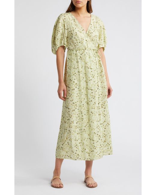 Madewell Multicolor Floral Puff Sleeve Wrap Front Dress