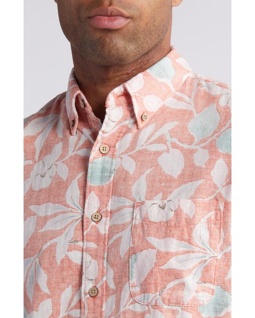 Faherty Brand Pink Breeze Short Sleeve Button-down Shirt for men
