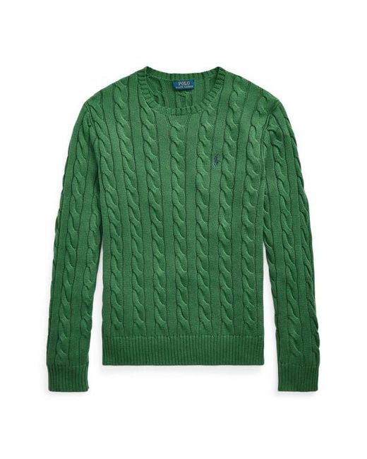 Polo Ralph Lauren Green Cable Knit Cotton Crewneck Sweater for men