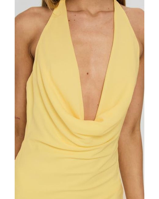 Princess Polly Women's Yellow Ocean Boulevard Plunge Halter Neck Maxi Dress