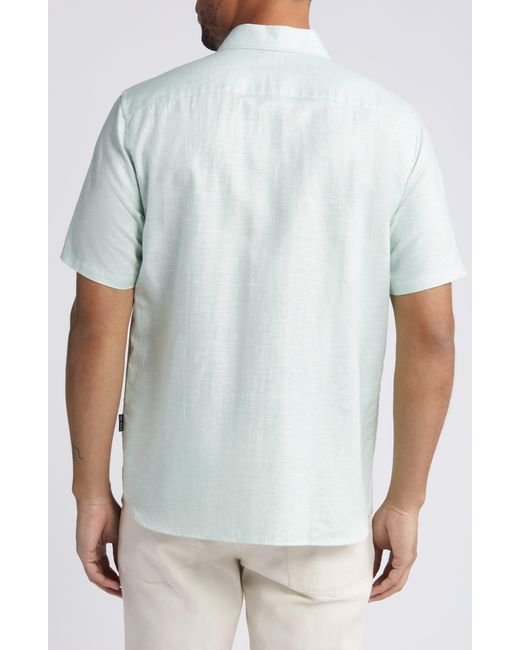 Ted Baker White Palomas Regular Fit Short Sleeve Linen & Cotton Button-up Shirt for men