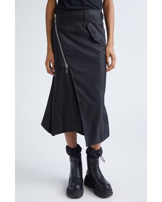 Sacai Black Insulated Nylon Twill Skirt