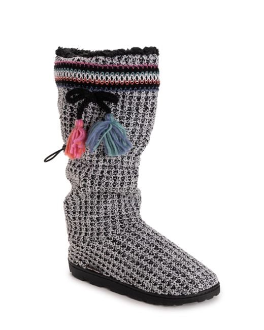 Muk Luks Black Tabbi Toggle Faux Shearling Slipper