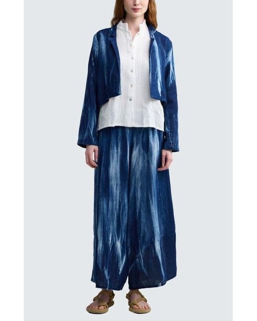 Luukaa Blue Reese Batik-Effect Short Jacket