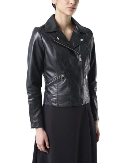 Velez Black Island Leather Biker Jacket With Zippers