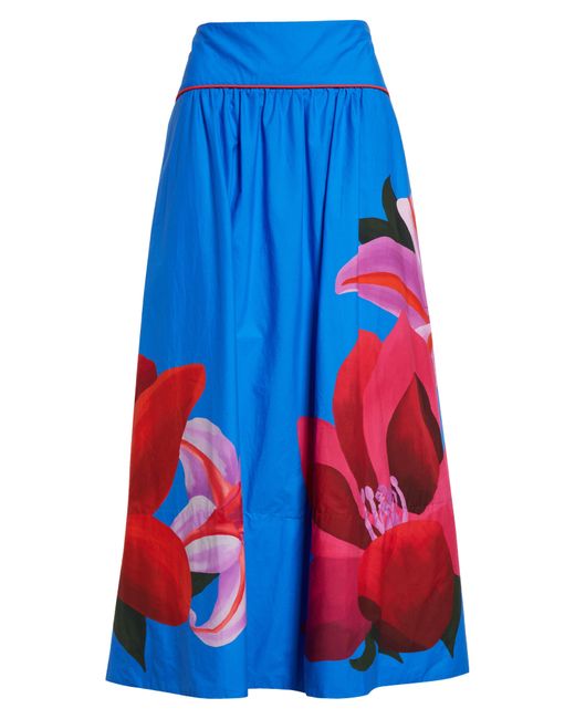 Farm Rio Blue Amazonia Floral Maxi Skirt