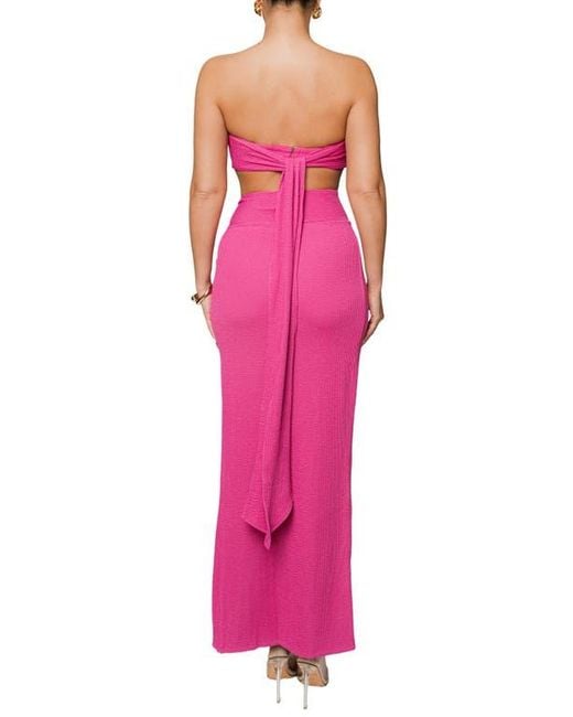 JLUXLABEL Pink Deidra Draped Bra Top & Skirt Set