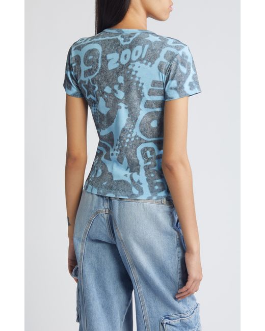 BDG Blue Aughts Allover Print Baby Tee