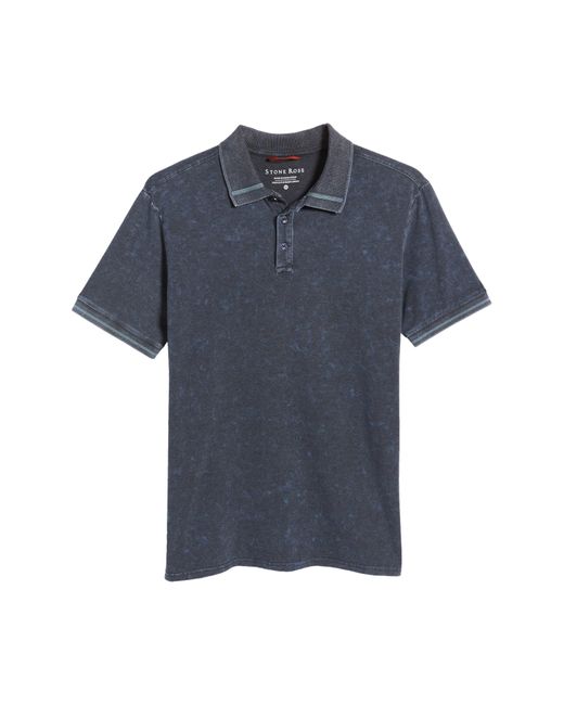Stone Rose Blue Tipped Acid Wash Performance Jersey Polo for men