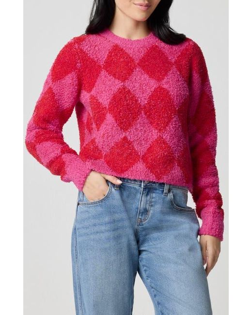 Florence By Mills Red Crop Argyle Chenille Sweater
