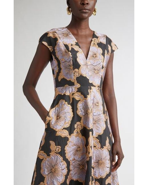 St. John Vida Poppy Floral Jacquard A-Line Dress | Lyst