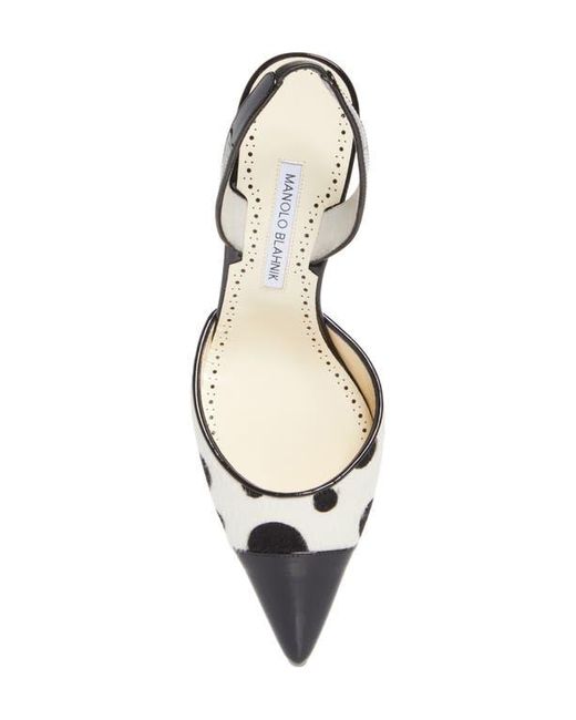 Manolo Blahnik White Capsli Pointed Toe Slingback Pump