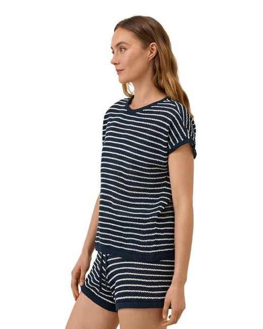 Pact Blue Beachside Linen Short Sleeve Top Made With Organic Cotton