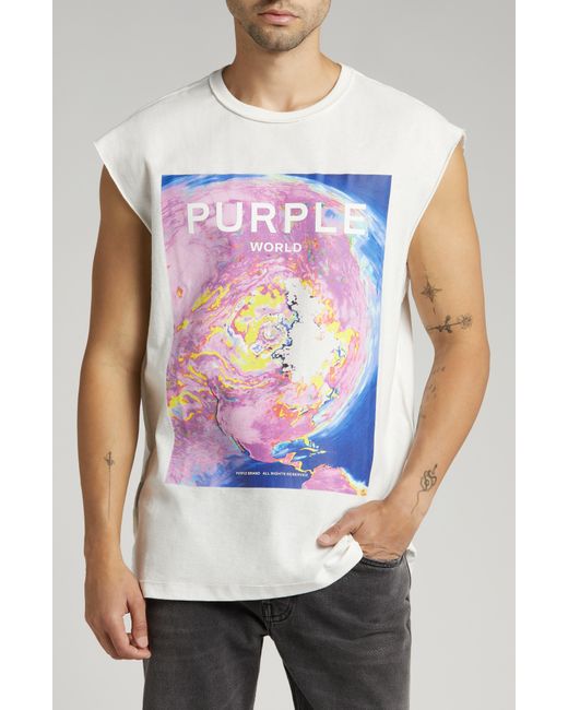 Purple Brand Gray Sleeveless Graphic Muscle Tee for men