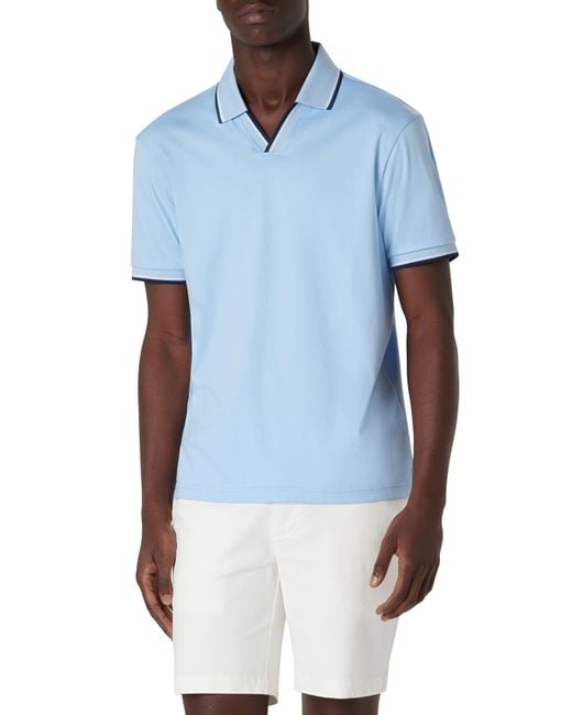 Bugatchi Blue Tipped Johnny Collar Polo for men