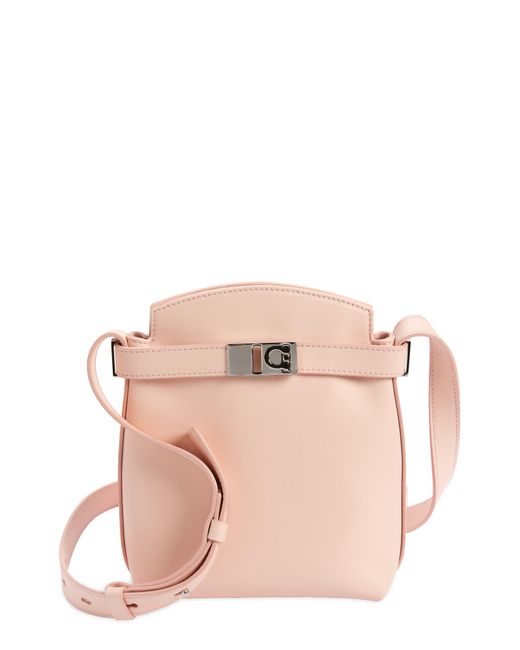 Ferragamo Pink Hug Bicolor Leather Crossbody Mini Bag