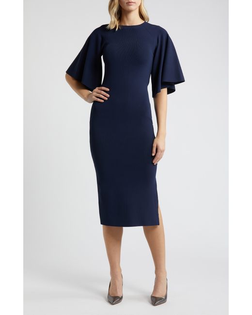 Ted Baker Blue Lounia Fluted Sleeve Body-con Sweater Dress
