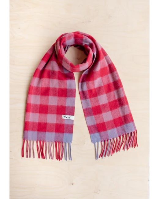 TBCo Red Lambswool Geomteric Pattern Oversized Scarf
