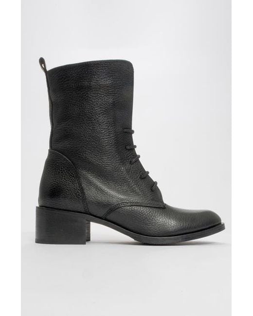 Forever & Always Shoes Black Lana Leather Block Heel Boot