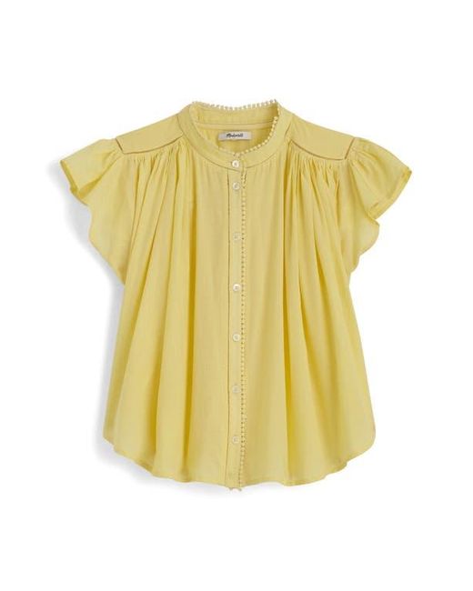 Madewell Blue Circle Trim Flutter Sleeve Shirt