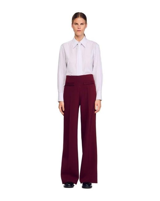 Sandro Red Wide-Leg Trousers
