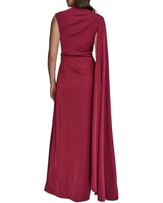 Donna Karan Red Ruched Drape Gown