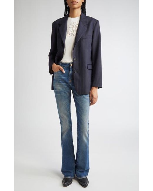 Golden Goose Deluxe Brand Blue Journey Pinstripe Wool Blend Blazer