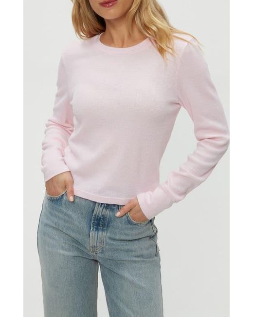 Michael Stars Gray Palmer Cropped Long Sleeve Thermal T-Shirt