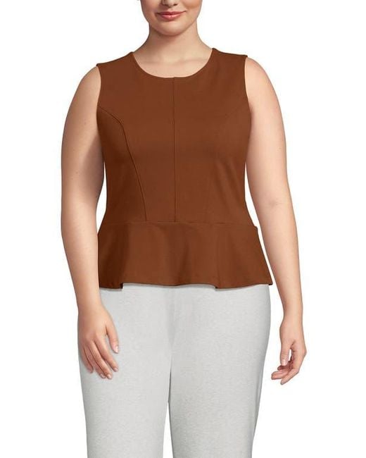 Lands' End Brown Sleeveless Starfish Peplum Top