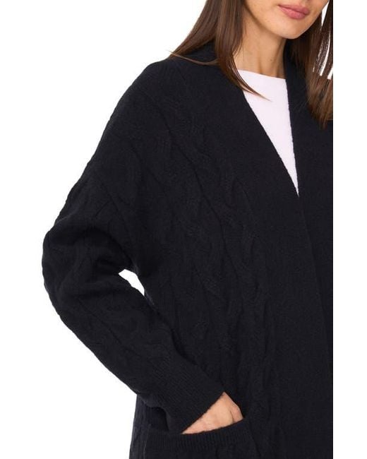 Vince Camuto Blue Open Front Cable Stitch Cardigan