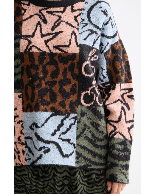 Scotch & Soda Gray Oversize Jacquard Pullover Sweater