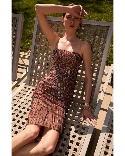 HELSI Red Marina Sequin Cocktail Pencil Dress