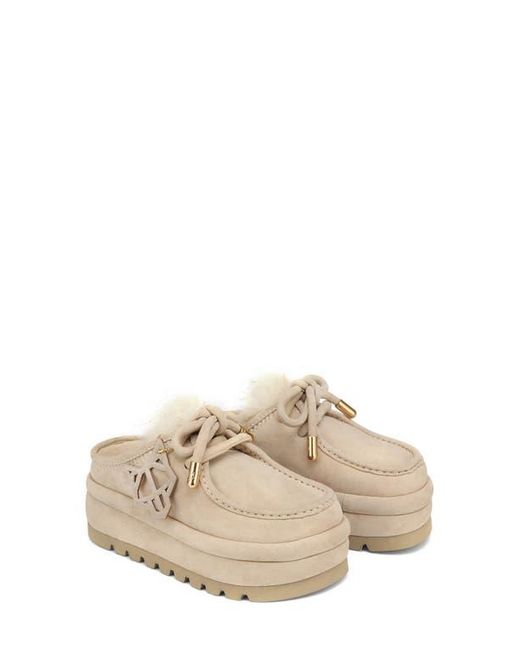 Naked Wolfe Natural Blizzard Genuine Shearling Platform Clog