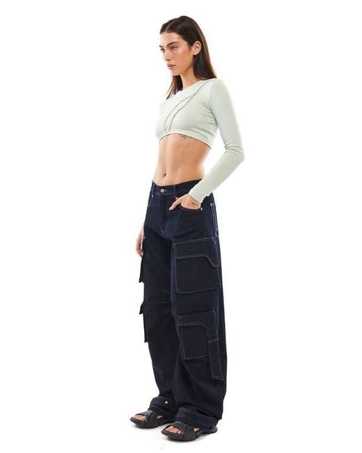 MOTHER OF ALL Blue Rae Denim Cargo Pants